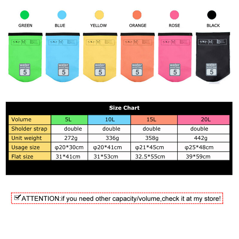 5L vodootporna vodootporna suha torba Vreća za pohranu Torbica Plivanje Kajak Vožnja kanuom Rijeka Trekking Ribolov Dvostruke trake
