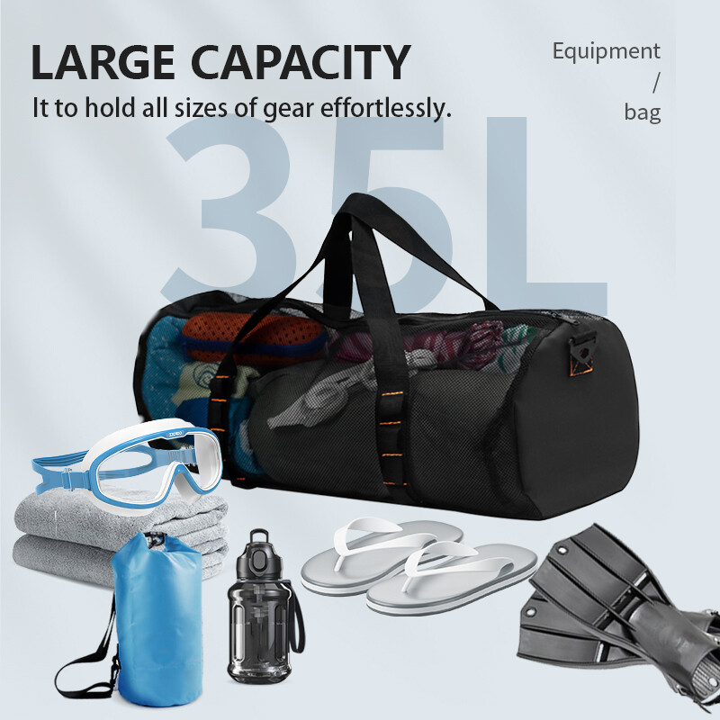 Sieťovaná potápačská taška, extra veľká sieťovaná cestovná taška na potápačské a šnorchlovacie vybavenie - suchá taška na masku, plutvy, šnorchel