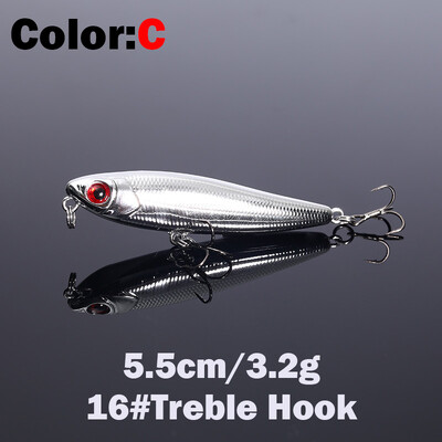 1 ks 5,5 cm 3,2 g plávajúca rybárska návnada s ceruzkou, vrchná časť pre vodné psy, tvrdé návnady, návnady, wobler, umelá tvrdá návnada, rybárske potreby, ryby