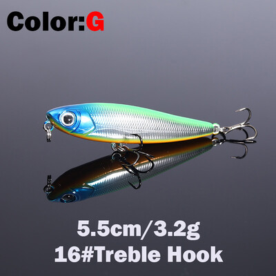 1 ks 5,5 cm 3,2 g plávajúca rybárska návnada s ceruzkou, vrchná časť pre vodné psy, tvrdé návnady, návnady, wobler, umelá tvrdá návnada, rybárske potreby, ryby