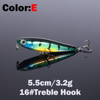 1 ks 5,5 cm 3,2 g plávajúca rybárska návnada s ceruzkou, vrchná časť pre vodné psy, tvrdé návnady, návnady, wobler, umelá tvrdá návnada, rybárske potreby, ryby