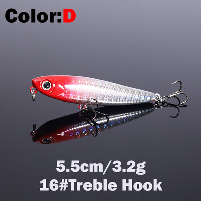 1 ks 5,5 cm 3,2 g plávajúca rybárska návnada s ceruzkou, vrchná časť pre vodné psy, tvrdé návnady, návnady, wobler, umelá tvrdá návnada, rybárske potreby, ryby