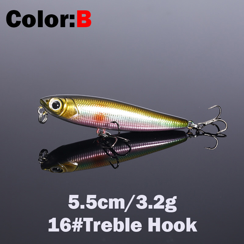 1 ks 5,5 cm 3,2 g plávajúca rybárska návnada s ceruzkou, vrchná časť pre vodné psy, tvrdé návnady, návnady, wobler, umelá tvrdá návnada, rybárske potreby, ryby