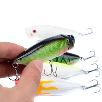 2 τμχ Topwater Popper Fishing Lures 3D Eyes Crankbait Wobbler Fishing Tacks 8cm 14g Σκληρά δολώματα Χονδρική