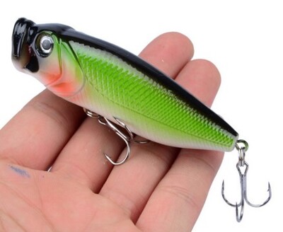 2gab Topwater Popper makšķerēšanas mānekļi 3D Eyes Crankbait Voblera makšķerēšanas piederumi 8cm 14g Cietās ēsmas Vairumtirdzniecība