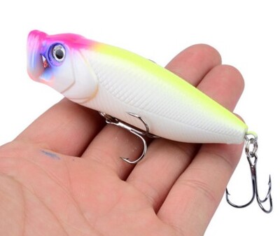 2gab Topwater Popper makšķerēšanas mānekļi 3D Eyes Crankbait Voblera makšķerēšanas piederumi 8cm 14g Cietās ēsmas Vairumtirdzniecība