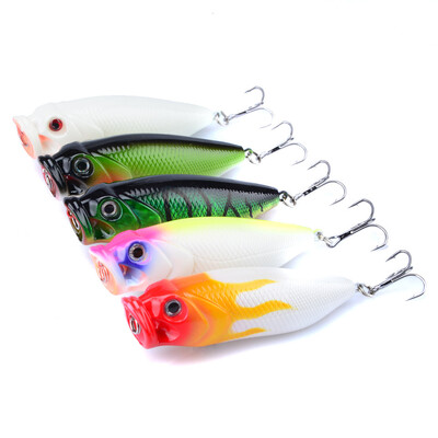 2gab Topwater Popper makšķerēšanas mānekļi 3D Eyes Crankbait Voblera makšķerēšanas piederumi 8cm 14g Cietās ēsmas Vairumtirdzniecība