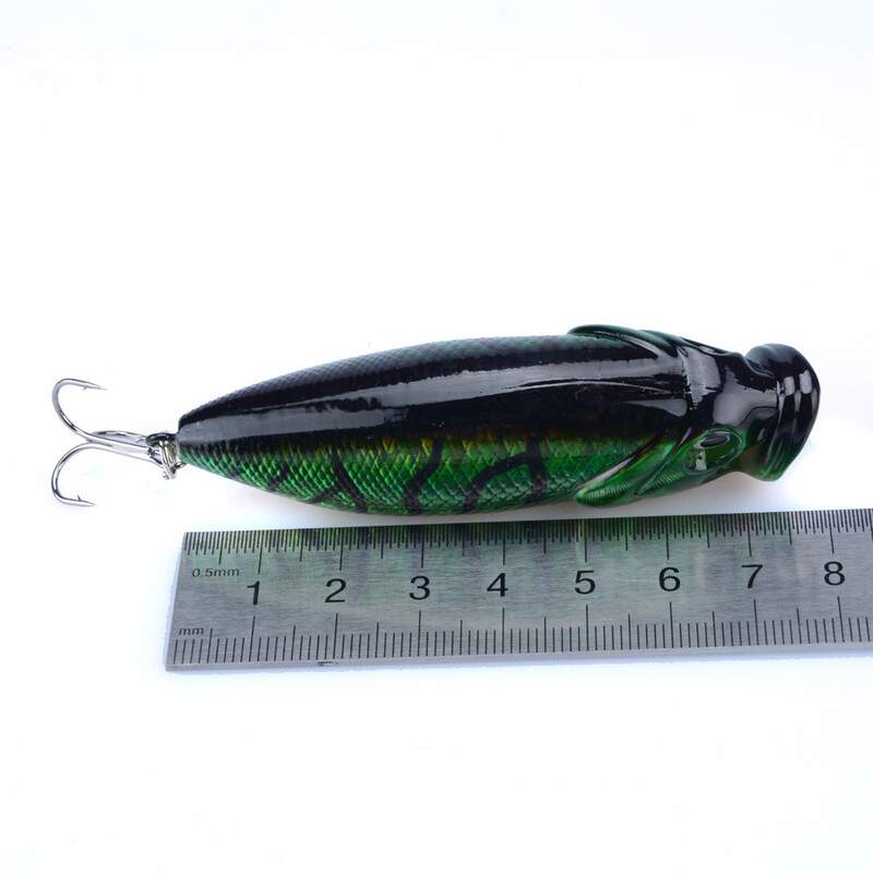2gab Topwater Popper makšķerēšanas mānekļi 3D Eyes Crankbait Voblera makšķerēšanas piederumi 8cm 14g Cietās ēsmas Vairumtirdzniecība