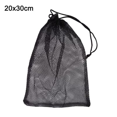 Vastupidav nailonist võrkkott, must nööriga hoiukotike mitmeotstarbeline kodureisimine õuekott pesukott