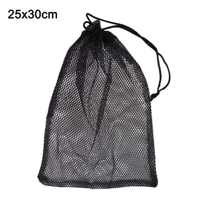 Vastupidav nailonist võrkkott, must nööriga hoiukotike mitmeotstarbeline kodureisimine õuekott pesukott