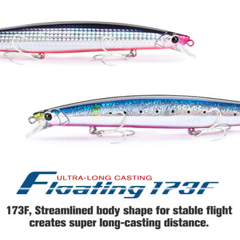 TSURINOYA 173F Ultra-long Casting Floating Minnow 173mm 6,81 ιντσών 37,5g Δέλεαρ αλιείας θαλασσινού νερού STINGER Τεχνητά μεγάλα σκληρά δολώματα