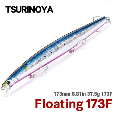 TSURINOYA 173F Ултра-дълъг кастинг плаващ миноу 173 mm 6.81 in 37.5 g примамка за соленоводен риболов STINGER изкуствени големи твърди примамки