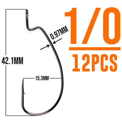 B&U tanka žičana ofsetna EWG udica s crvom s velikim prstenovima Udice od ugljičnog čelika Ribolovni pribor za pribor za meke varalice 12 kom.