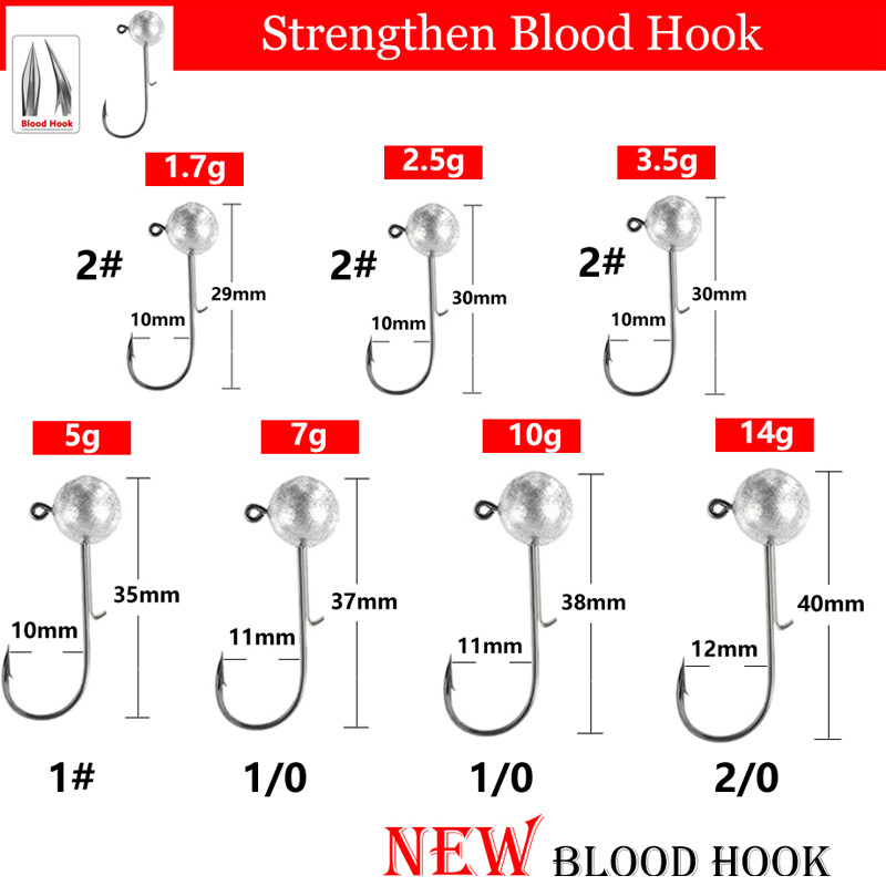 10 kom/lot NED udica s jigs glavom 1g-20g svih veličina Okrugla loptasta udica s jig glavom Weedless Duga drška Sekundarne udice za ribolov na meke crve