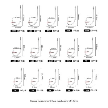 Риболовни куки FTK 1-10#50PCS 1/0#-10/0# 25бр Опаковка Високовъглеродна неръждаема стомана Бодлив шаран или бас с принадлежности за риболовна кука