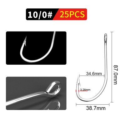 Rybárske háčiky FTK 1-10#50PCS 1/0#-10/0# 25ks balenie z vysoko uhlíkovej nehrdzavejúcej ocele s ostňami na kapra alebo ostrieža s rybárskym háčikom