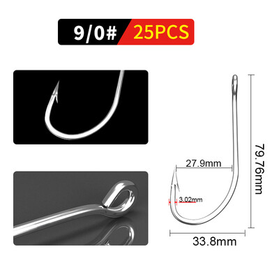 Rybárske háčiky FTK 1-10#50PCS 1/0#-10/0# 25ks balenie z vysoko uhlíkovej nehrdzavejúcej ocele s ostňami na kapra alebo ostrieža s rybárskym háčikom