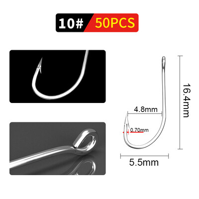 Rybárske háčiky FTK 1-10#50PCS 1/0#-10/0# 25ks balenie z vysoko uhlíkovej nehrdzavejúcej ocele s ostňami na kapra alebo ostrieža s rybárskym háčikom