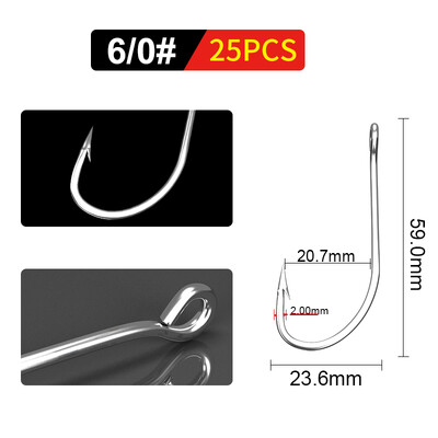 Rybárske háčiky FTK 1-10#50PCS 1/0#-10/0# 25ks balenie z vysoko uhlíkovej nehrdzavejúcej ocele s ostňami na kapra alebo ostrieža s rybárskym háčikom