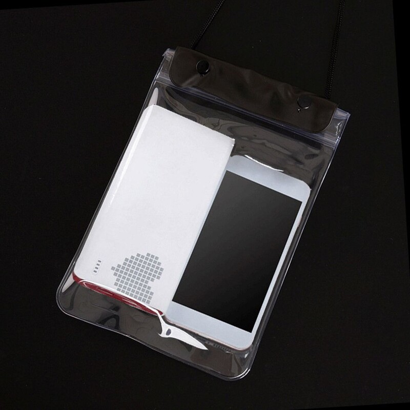 Reisi PVC-telefoni veekindel kott Surfamine rihmaga telefoni kuivkott, must värv universaalne läbipaistev telefoniümbris naistele tüdrukutele