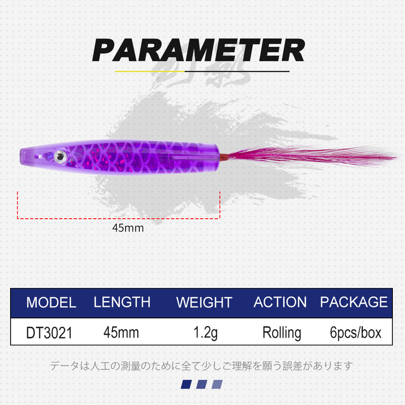 D1 Surf Yumizuno Naluca de pescuit 6 buc/cutie Lingurita Naluci de pescuit Trolling Momeală din plastic dur 45 mm/1,2 g pentru Stiuca Bluefish Tackle