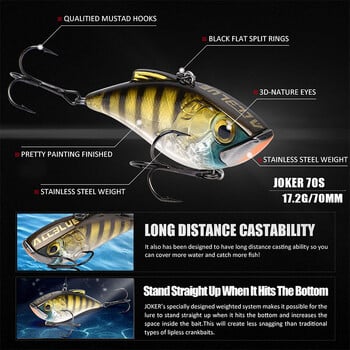 ALLBLUE JOKER 70S Sinking Fishing Lure Lipless Crankbaits Hard Artificial VIB Vibration Bait All Depth Winter Ice Fishing Decking