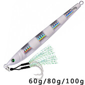 1 ks super dlhý kovový odlievací jig 60G 80G 100G s háčikom, shore drag, odlievací jig, rybárska návnada, umelá návnada