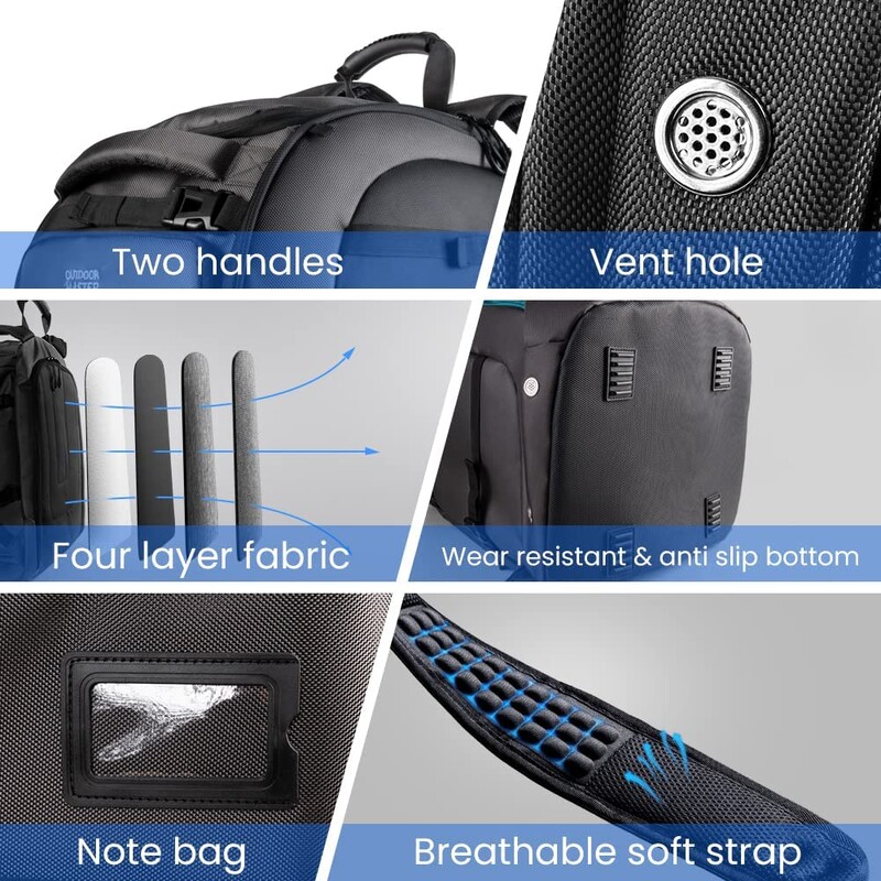 SoarOwl 65L torba za skijanje Ruksak velikog kapaciteta Čizme za pohranu Kaciga Odjeća Može se postaviti Ruksak za skije Podesiva vodootporna torba