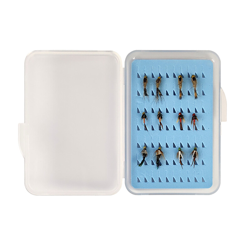 Aventik prozirna prozirna tanka kutija za mušičarenje s plavom pjenom za pohranu pribora za pecanje