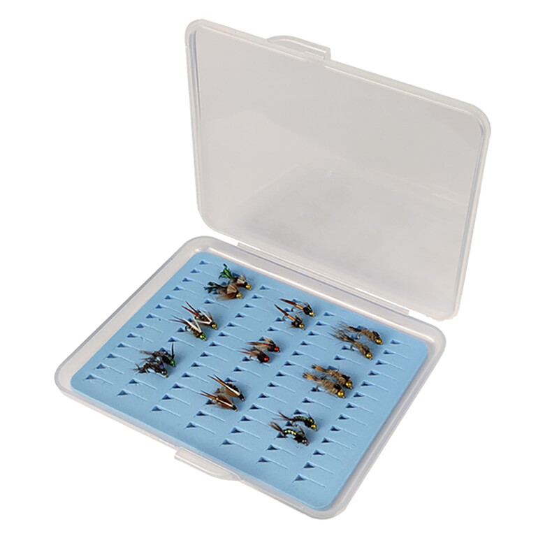 Aventik prozirna prozirna tanka kutija za mušičarenje s plavom pjenom za pohranu pribora za pecanje