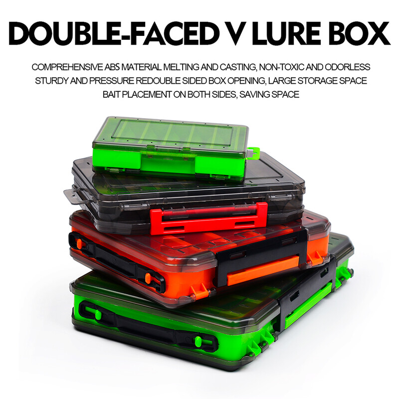 Cutie de pescuit cu două fețe, rezistentă la apă, carlig de pescuit, cutie de depozitare pentru momeli, mini cutie portabilă de accesorii pentru unelte de pescuit