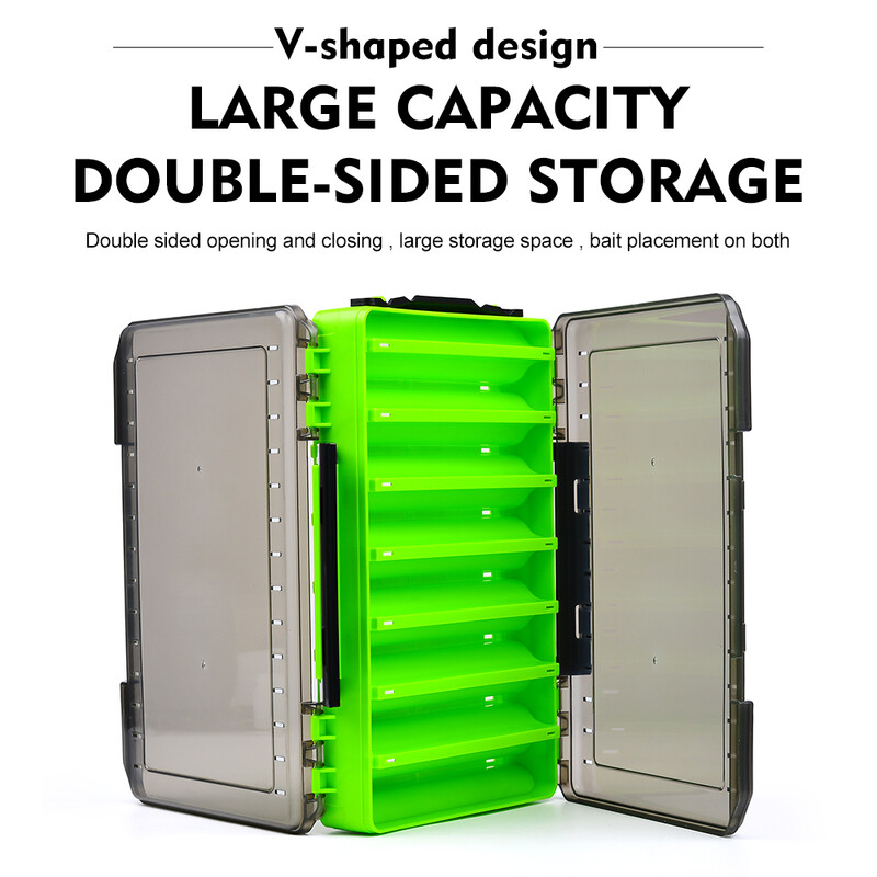 Cutie de pescuit cu două fețe, rezistentă la apă, carlig de pescuit, cutie de depozitare pentru momeli, mini cutie portabilă de accesorii pentru unelte de pescuit