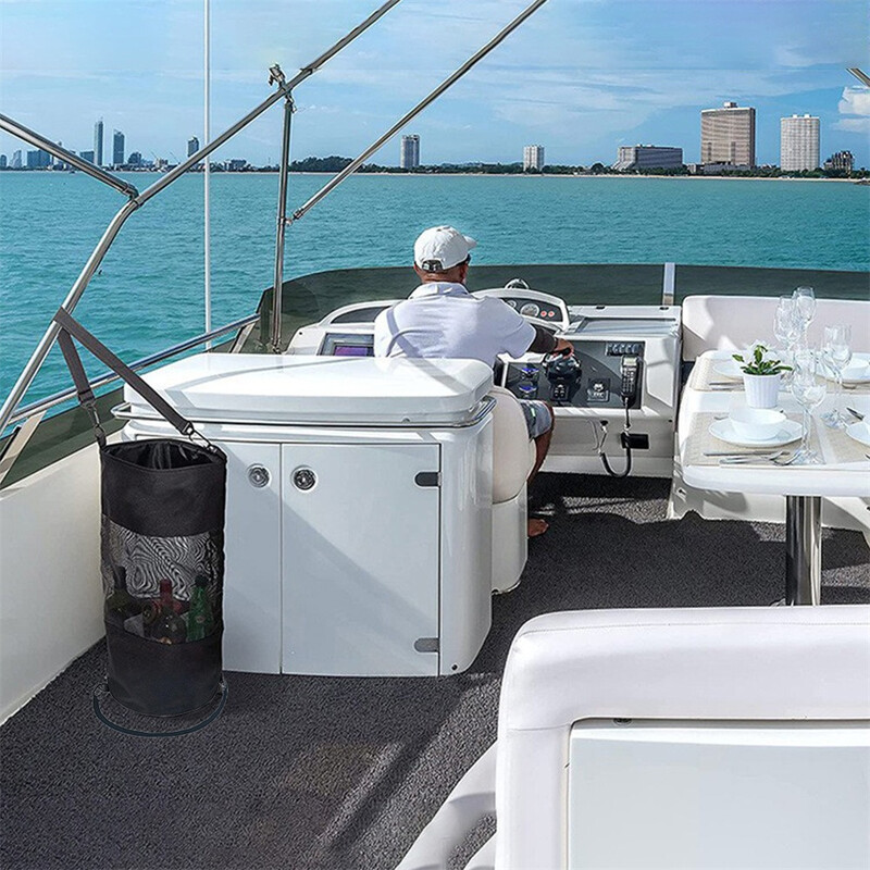 Kaasaskantav paadi prügikast põhjaga kokkupandava korduvkasutatava nööriga suletava prügikott jahi kajaki seljakotimatkamiseks