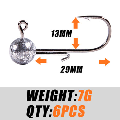 B&U NED jigs udica s glavom 2g-14g svih veličina Okrugla kuglasta udica s jig glavom Weedless Long Shank Sekundarne udice za ribolov na meke crve