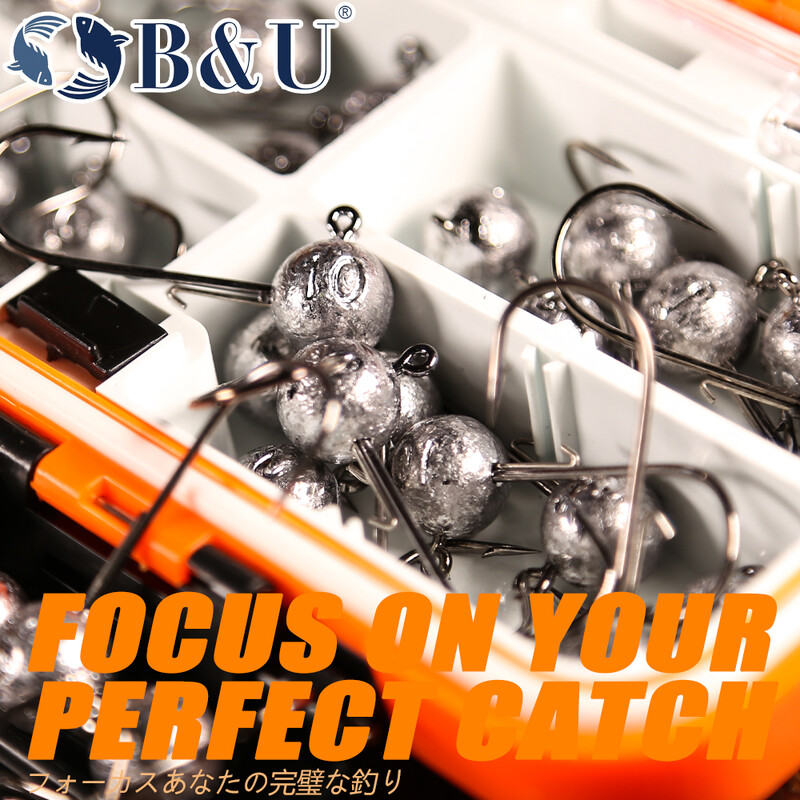 B&U NED jigs udica s glavom 2g-14g svih veličina Okrugla kuglasta udica s jig glavom Weedless Long Shank Sekundarne udice za ribolov na meke crve