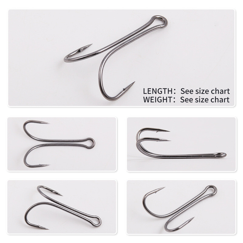 10/100 KOM. Dvostruka udica s dugačkom drškom bez korova Dupla udica za vezanje mušica za Jig Bass Fish Hook pribor za pecanje za meke varalice