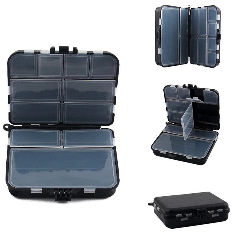 Prenosná skladacia priestorová krabička na rybárske náčinie, 2 vrstvy, 12 samostatných rozperných kontajnerov, návnady, háčiky, krabičky na náradie, úložný priestor na rybárske náčinie