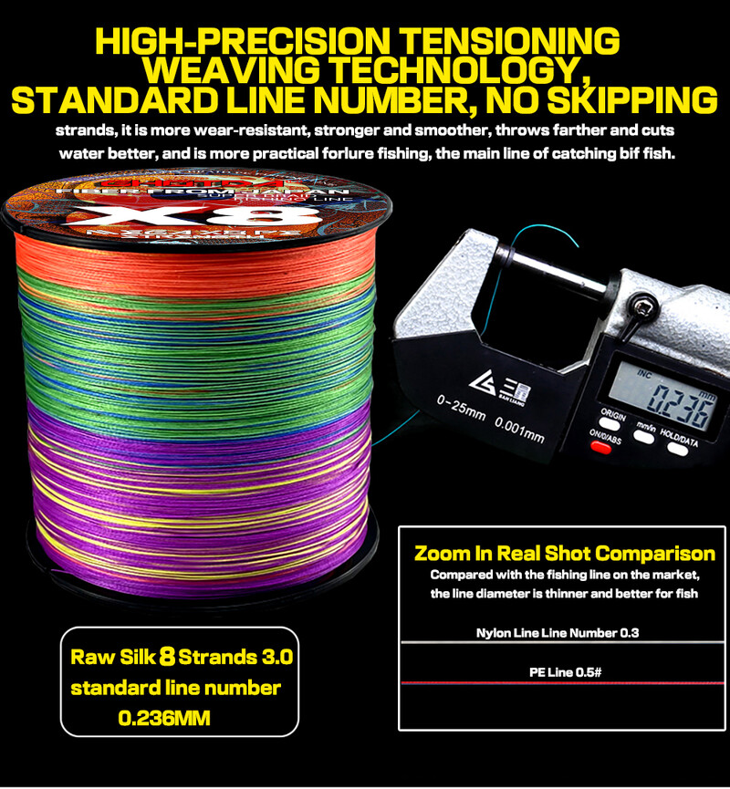 GHOTDA LURE FISH X8 Ribolovni konop 300M 100M 8 niti pletene žice Multifilament PE konop za pecanje šarana Kabel 18LB-78LB glatka