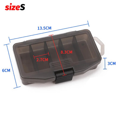 Cutie portabilă de pescuit cu 5 compartimente, container spațial, cârlig pentru momeală, unelte, instrumente de evaluare, cutii pentru crap, suport pentru pescuit, cutie de depozitare