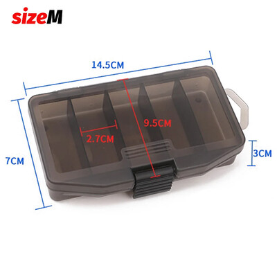 Cutie portabilă de pescuit cu 5 compartimente, container spațial, cârlig pentru momeală, unelte, instrumente de evaluare, cutii pentru crap, suport pentru pescuit, cutie de depozitare