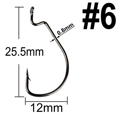 20 komada Wide Gap Worm Ribolovne udice Jig Crank Big Bass Hook Crni visokougljični čelični Crank Bodljikava udica za mekani mamac za ribolov