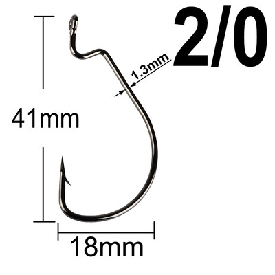 20 komada Wide Gap Worm Ribolovne udice Jig Crank Big Bass Hook Crni visokougljični čelični Crank Bodljikava udica za mekani mamac za ribolov