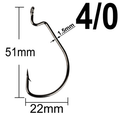 20 komada Wide Gap Worm Ribolovne udice Jig Crank Big Bass Hook Crni visokougljični čelični Crank Bodljikava udica za mekani mamac za ribolov