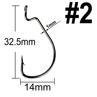 20 komada Wide Gap Worm Ribolovne udice Jig Crank Big Bass Hook Crni visokougljični čelični Crank Bodljikava udica za mekani mamac za ribolov