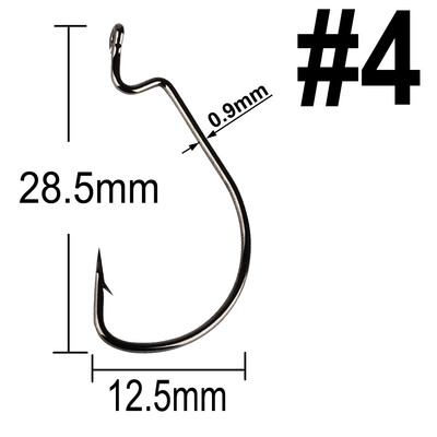 20 komada Wide Gap Worm Ribolovne udice Jig Crank Big Bass Hook Crni visokougljični čelični Crank Bodljikava udica za mekani mamac za ribolov