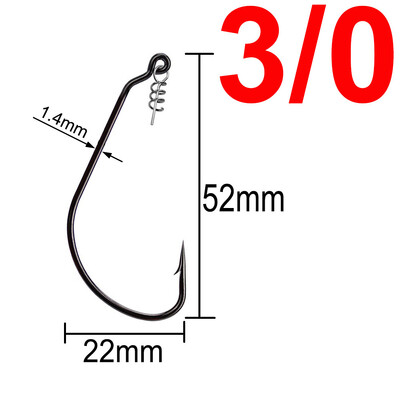 20 komada Wide Gap Worm Ribolovne udice Jig Crank Big Bass Hook Crni visokougljični čelični Crank Bodljikava udica za mekani mamac za ribolov