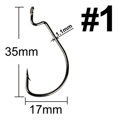 20 komada Wide Gap Worm Ribolovne udice Jig Crank Big Bass Hook Crni visokougljični čelični Crank Bodljikava udica za mekani mamac za ribolov