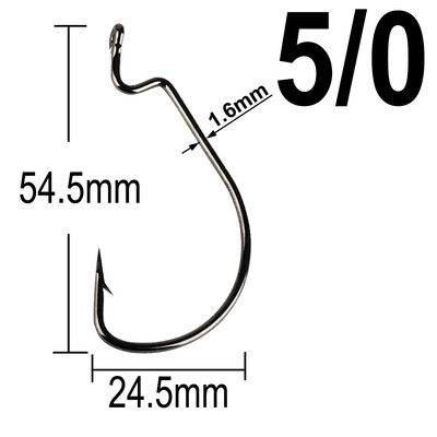20 komada Wide Gap Worm Ribolovne udice Jig Crank Big Bass Hook Crni visokougljični čelični Crank Bodljikava udica za mekani mamac za ribolov