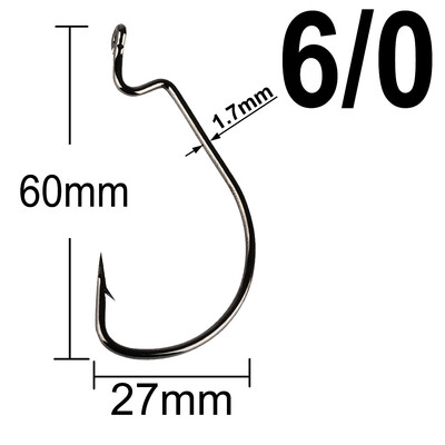 20 komada Wide Gap Worm Ribolovne udice Jig Crank Big Bass Hook Crni visokougljični čelični Crank Bodljikava udica za mekani mamac za ribolov