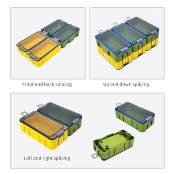 3 τεμ. Κουτί αξεσουάρ ψαρέματος Μίνι πλαστικό κουτί αποθήκευσης Γάντζος Δοχείο δέλεαρ Διαμερίσματα Οργανωτή θήκη εργαλείων κυπρίνου με φωτεινή